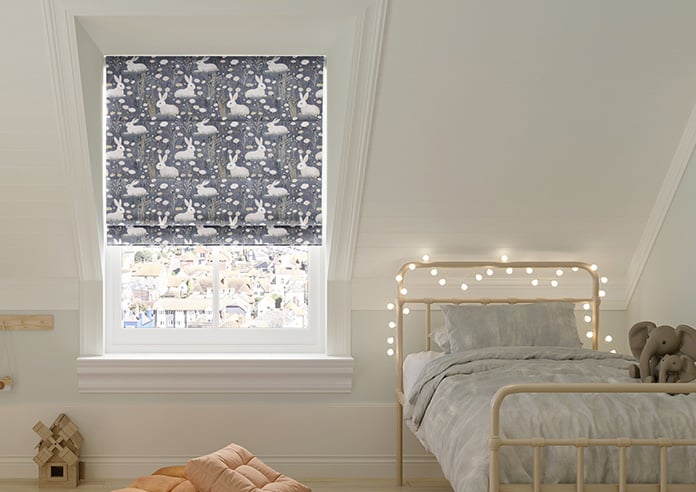 Bunny Meadows, Moonlit Grey - Motorised Roman Blind - Image 3
